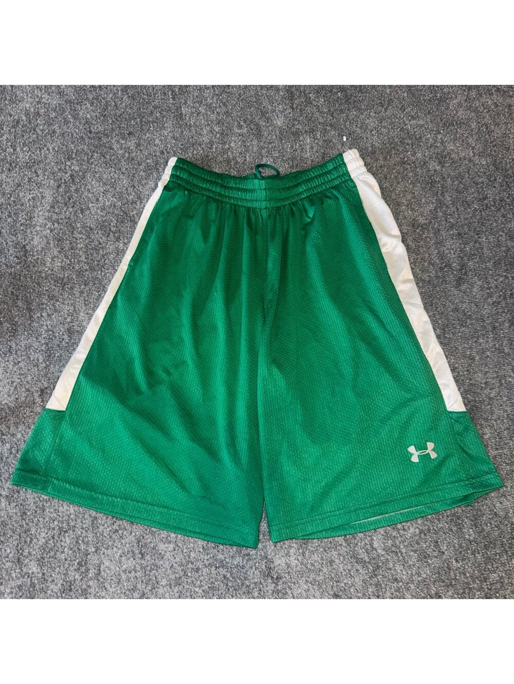 Under Armour Green Baggy Dazzle Hoop Shorts Mens LG Vtg y2k 90s Rare